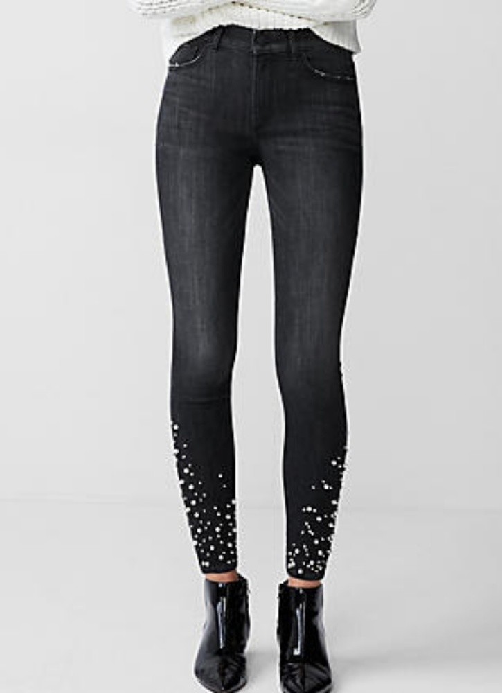 Express pearl embellished jeggings